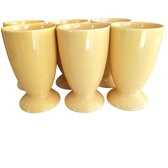 6 Yellow Pottery Tumblers 5.25" Crate Barrel Francfranc made Japan ice tea water - Picture 2 of 8